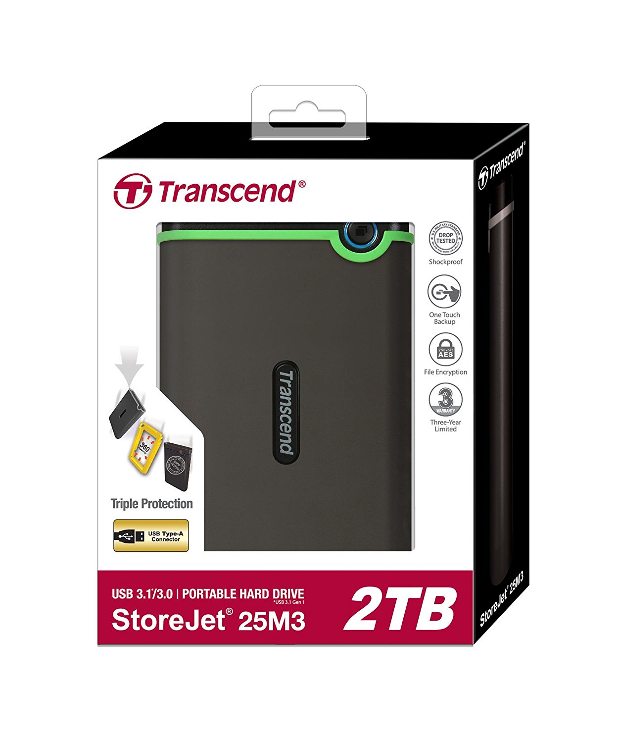 Transcend 外付けHDD USB 3.0 2TB Transcend 2TB USB 3.1 Portable External Hard Drive